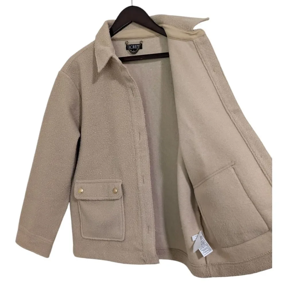J.Crew Bouclé shirt-jacket Women's Large - Sandstone Style CF098 NWOT - Picture 4 of 9